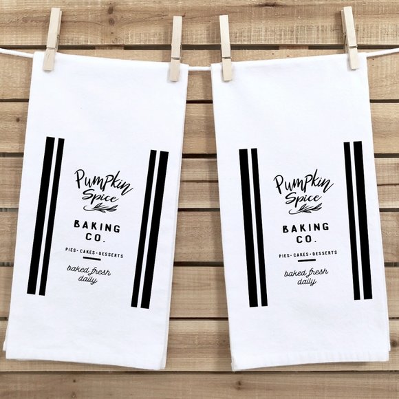 Tea Towels, New, Set of 2, Pumpkin Spice, Fall - Picture 1 of 3